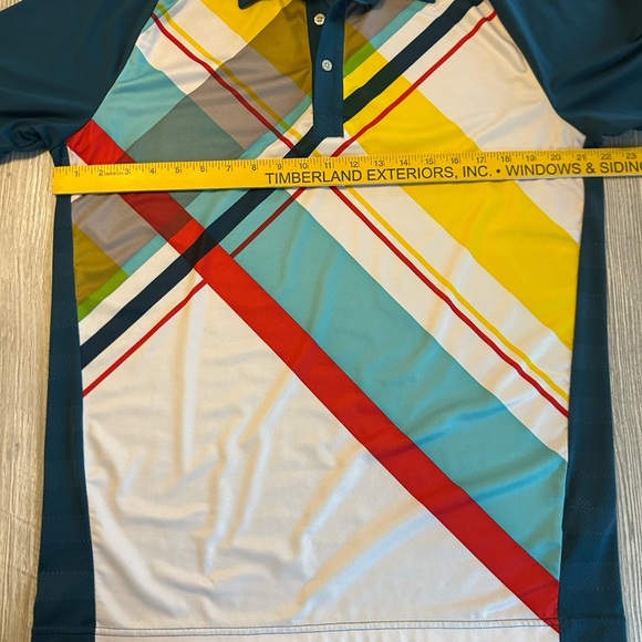 Puma Mens Golf Duo Swing Graphic USP Polo Multicolor Geometric Sz Medium Stretch - Picture 9 of 10